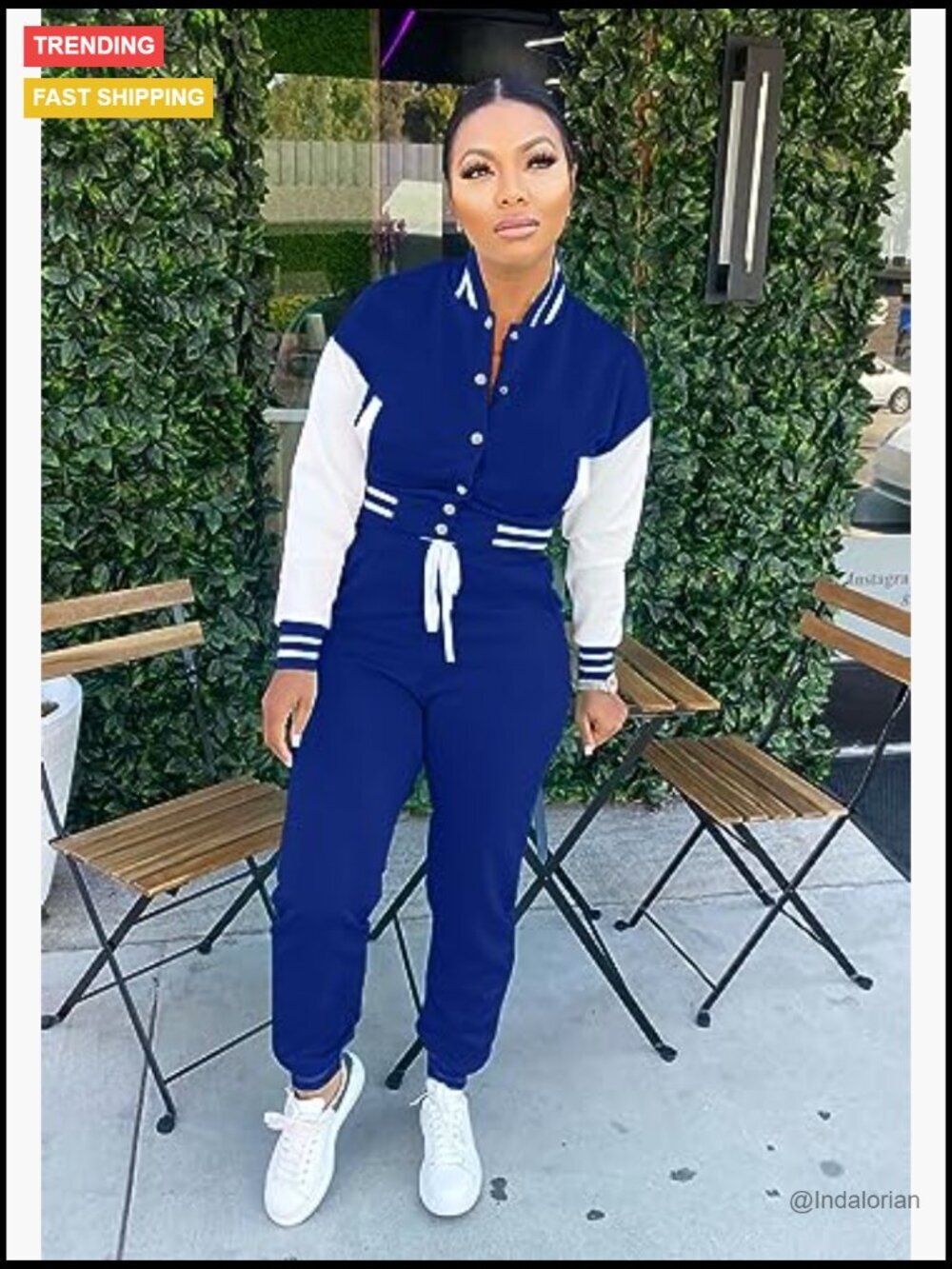 Polyester Two Piece Tracksuit Varsity Jacket Jogger Set - Picture 4 of 7
